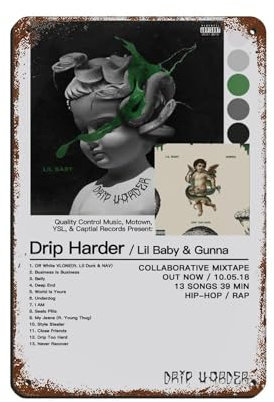 Rapper Lil Baby Gunna Drip Harder Albumcover-Poster (2) Blechschild, Vintage, Metall, Pub, Club, Café, Bar, Zuhause, Wandkunst, Dekoration, Poster, Retro, 20 x 30 cm