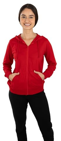 Cottonhood Sweat à capuche léger pour femme avec fermeture éclair - Coupe athlétique en jersey doux à manches longues