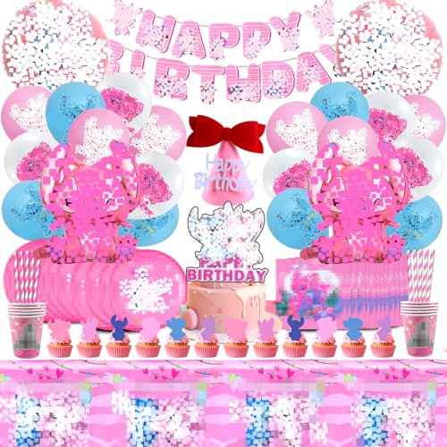 Stitc - Set di 94 decorazioni per compleanno, motivo: Lilo e Stitc, per la nascita, stitc