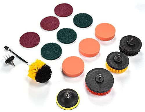 Bohrbürsten-Set, 16-teilig, Schwamm-Reinigungsbürste, Bohrbürsten-Aufsatz, Bohrer-Schrubber-Bürsten-Set, Bohrer-Reinigungsbürsten-Aufsatz-Set für Wandreinigung,