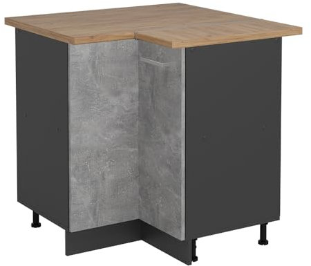 Vicco Armario de Esquina R-Line, Hormigón, 75.6 cm, ET Roble