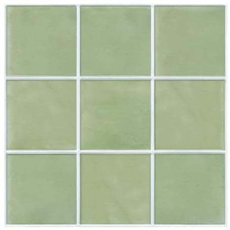 COMSTICKC Adesivi per piastrelle da cucina, quadrati in PVC verde salvia opaco, 10 pezzi, piastrelle autoadesive da parete, 30 x 30 cm