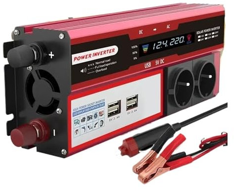 Convertisseur Onduleur 4000W 3000W pour Camping-Car Transformateur DC 12V vers AC 220V 230V avec 4 Prises USB UE Et Affichage LED Onduleur Puissance(4000W)