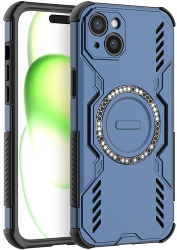 LVVFEI Case for iPhone 14 Plus/iPhone 15 Plus 6.7 Magnetic Case with Shockproof, Ventilation Hole Design Magnetic Ring Slim Protective Case - Blue