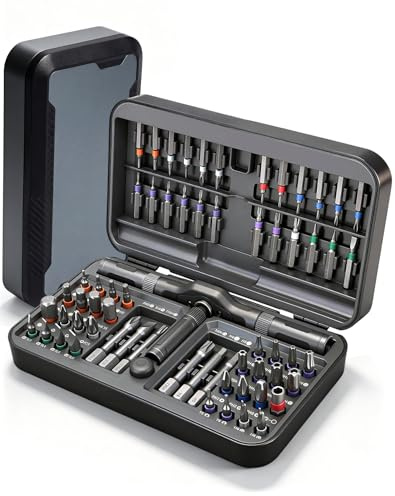 66 in 1 Magnetic Screwdriver Set, Ratchet Screwdriver Set | Detachable T Ratchet Handle, Magnetic S2 Steel Bits, for Furniture, Precision Electrical Appliance Repair