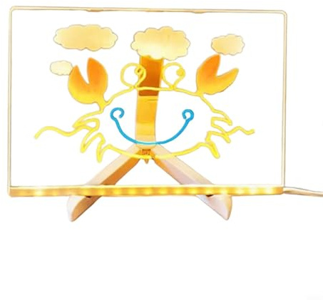 LED Schreib- und Zeichenbrett aus Acryl mit Beleuchtung, Kreatives DIY Set für Kinder und Familienaktivitäten, Transparent mit 7 Farbstiften und Halterung(30 * 20CM)