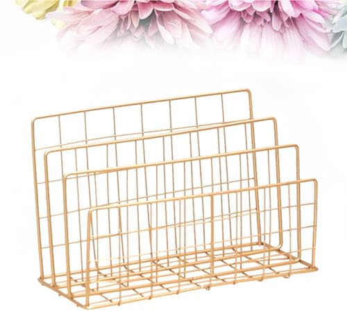 SUPVOX Mensola Porta Libri in Ferro Oro a 3 Ripiani Stabile per Cucina e Bagno Nordico per Organizzazione e Conservazione di Riviste e Giornali
