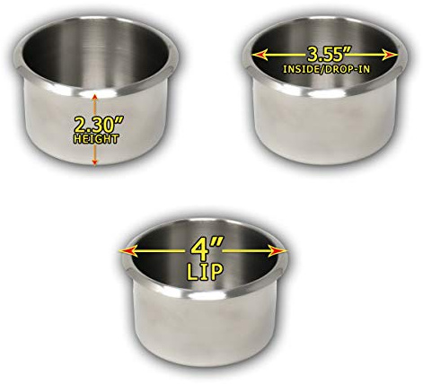 DA VINCI Lot of 10 Drop in Stainless Steel Poker Table Jumbo Cup Holders 4 Inch Wide