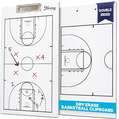 Murray Sporting Goods Klemmbrett für Basketballtrainer, doppelseitig, trocken abwischbar