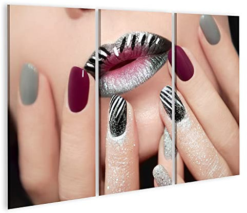 islandburner Bild auf Leinwand Lippen Und Nägel Mit Glitzer Beauty Salon Nagelstudio Bilder Wandbilder Poster