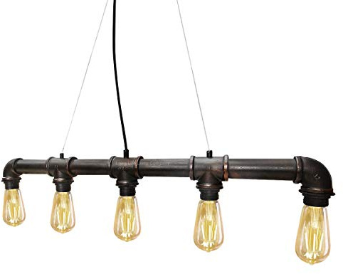 Long Life Lamp Company Celling Pendant Vintage Light Industrial Metal Water Pipe Steampunk Retro Light 5 Bulb Fixture Room Bar Decoration M0023