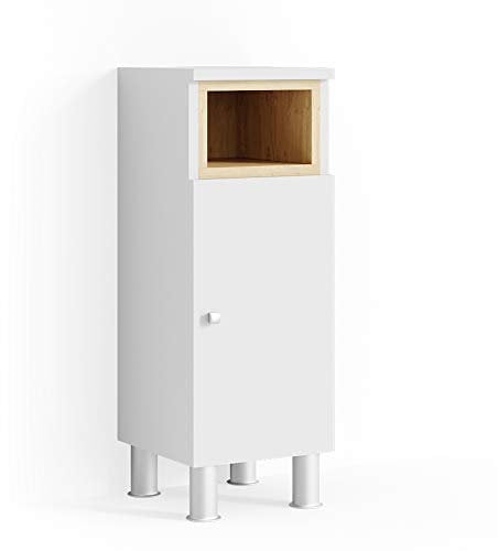 Vicco Midischrank Aquis, Badmöbel, Weiß/Sonoma, 30 x 81.8 cm