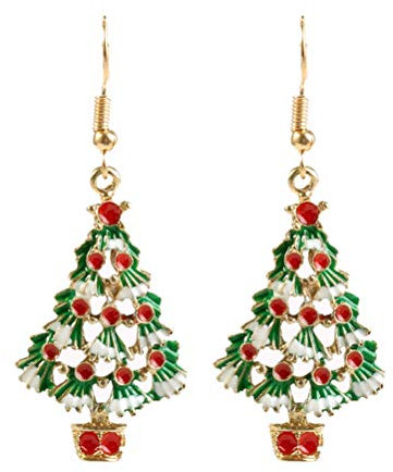 Toyvain 1 Pair of Lovely Christmas Tree Earrings Rhinestone Dangle Ear Stud for Women Girls