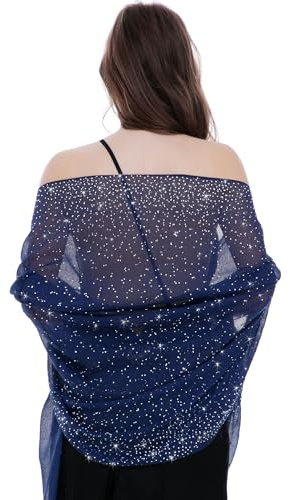 BANETTETA Sternennacht-Schals und Wraps für Abendkleider, glänzender Schal für formelle Anlässe