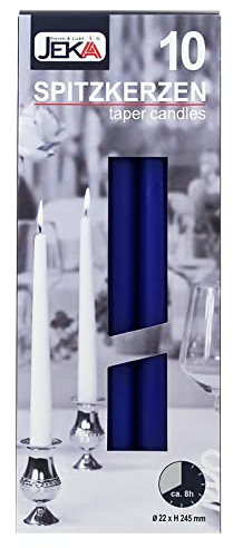 Ebersbacher Kerzen Spitzkerzen blau, ca. 22 x 240 mm, 10 Stück/Pack