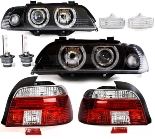 DM Autoteile 1339 Xenon Scheinwerfer + Rückleuchte+-Blinker +Brenner Facelift Design kompatibel für Set BMW 5er E39 95-00