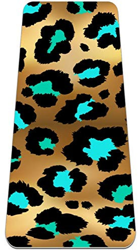 Eslifey Goldene Yoga-Matte mit Leopardenmuster, dick, rutschfest, für Damen und Mädchen, Gymnastikmatte, weiche Pilates-Matten, (183 x 61 cm, 0,6 cm dick)