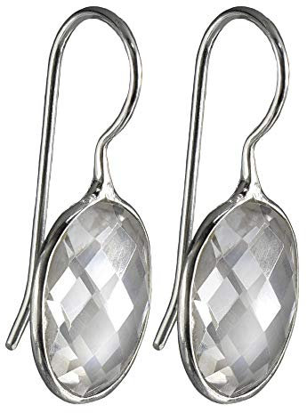 I-be, Bergkristall facettiert Edelstein Ohrringe oval, 925 Silber, Gesamtlänge:2,8 cm, im Geschenketui, 390722S
