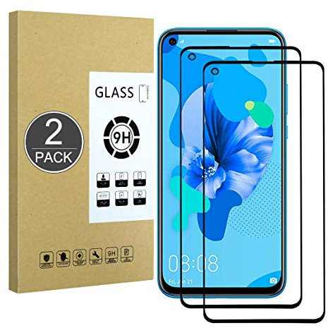 E-Hamii Película Cobertura Completa Compatible con Huawei P20 Lite 2019[Negro],[Pantalla Completa Pegada][Antiarañazos]Cubierta Protectora Vidrio Templado Premium 9H Premium,para Huawei P20 Lite 2019