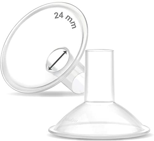 Maymom MyFit, Crater Series, 24 mm 2xTwo-Piece Breastshield Compatible with Medela Breast Pumps. Long Nipple Tunnel for Elasitc Nipples