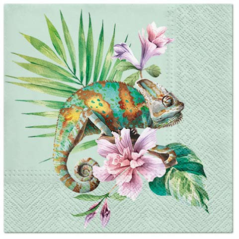 20 Servietten Exotisches Cham?leon auf grün | Tiere | Dschungel 33x33cm