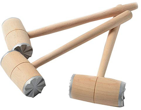 Raguso Wooden Meat Tenderiser Hammer Two Sides Aluminum Spiked Meat Tenderizer Hammer Practical Kitchen Tool For Tenderizing Steak Beef Mallet Pounder