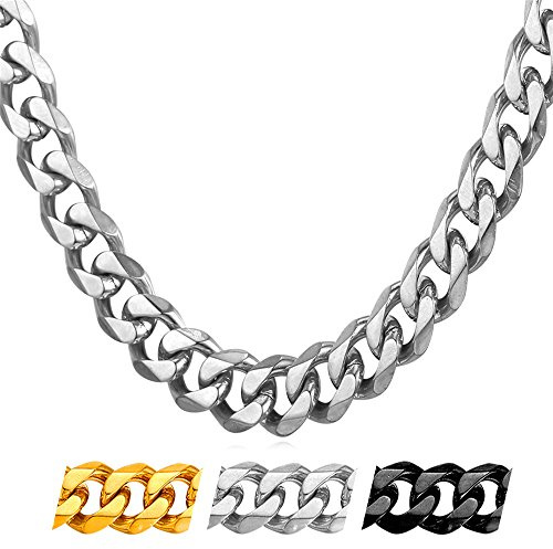 U7 Klassische Panzerkette für Damen Herren Edelstahl/18k vergoldet kubanische Gliederkette Hip-Hop Kette 3/6/9/12mm breit Kubanische Kette für Männer Jungen in 36/46/51/55/61/66/71/76cm