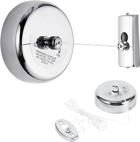 Tendedero Retráctil, Línea de Ropa Retráctil de Acero Inoxidable, Cuerda para Tender La Ropa Pared Interior & Exterior,Washing Line Indoor Outdoor para Pisos Hoteles Baños Balcones Caravanas