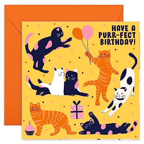 Central 23 - Lustige Geburtstagskarte für Sie – Katzen-Motiv – Puurfect Birthday – Für Ihn – Mit witzigen Aufklebern