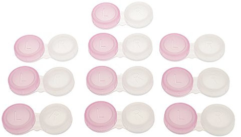 Lot de 10 boîtes de rangement pour lentilles de contact - Pour voyage extérieur - Transparent - Rose