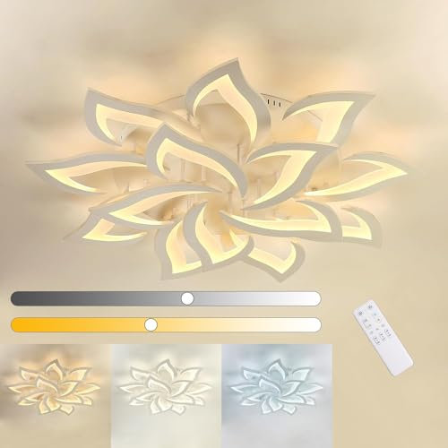 KAUCQI LED Deckenleuchte Wohnzimmer, 100CM/84W Dimmbar Deckenlampe Moderne Wohnzimmerlampe mit Fernbedienung 3000K-6000K Grande Decken Lampe für Hallway Küche