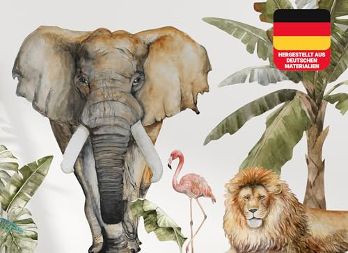 Osomhome | Wandtattoo Kinderzimmer Dschungeltiere | Wanddeko Tropische Jungenzimmer | Wandsticker Babyzimmer Tiere Tapete | Dschungel Kindertapete Schlafzimmer | os4016 (190x90cm)