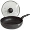 PINTINOX Prima Collection Black Wok Saltapasta Anti-adhésif Couvercle Verre Trempé Induction Diamètre 28 cm