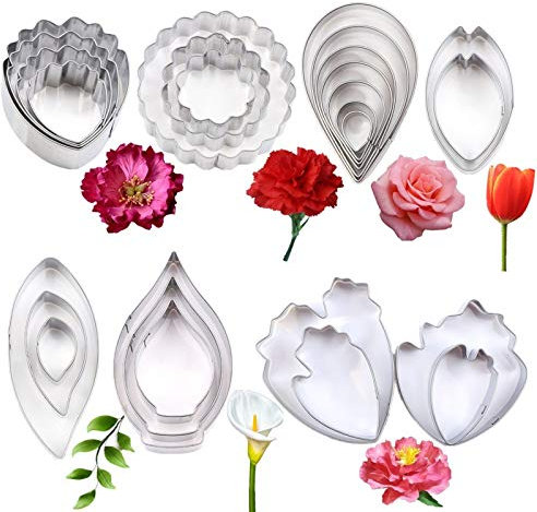 7set Stainless Steel Gum Paste Fower Cutter Fondant Flower Leaves Cutter Sugar Flower Craft Cookie Cutter DIY Making Tools for Cake Decorating