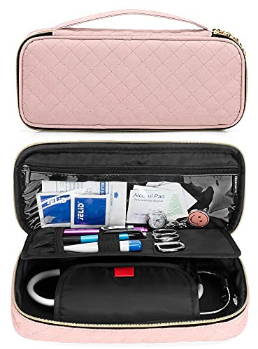 Damero Borsa per stetoscopio, custodia per custodia per stetoscopio per stetoscopi 3M Littmann/Omron/ADC con tasca per accessori per infermiere, rosa scuro