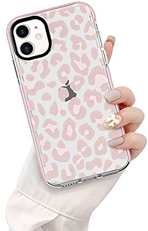 Newseego Hülle Kompatibel mit iPhone 11, Weiches Silikon Fashion Transparent Leopard Print iPhone 11 Hülle Niedliche Tierdruck Flexible TPU Bumper Schutzhülle für iPhone 11-Rosa.