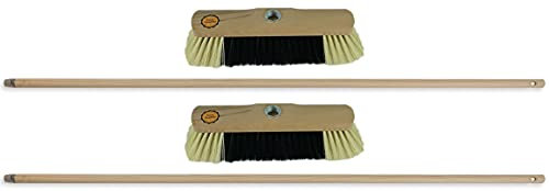 Novaliv 2er Set Zimmerbesen mit Stiel FEINE KUNSTBORSTEN Besen weiche Borsten dicht besetzt Schrankbesen Holzbesen mit Holzstiel Künstliche PP Borsten Besen für Laminat und Parkett Stubenbesen