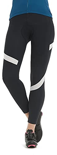 Santic Fahrradhose Damen Gepolstert Lang - Radhose Lang Radlerhose Schwarz EU L