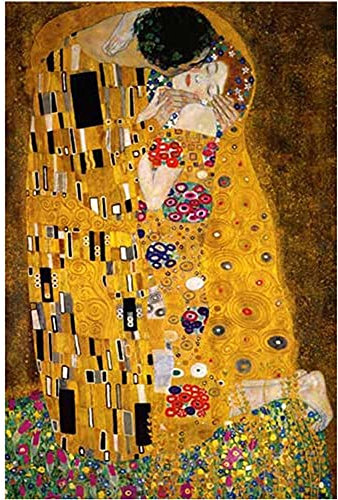 5D Diamond Painting，Diamant Painting Set,Gustav Klimt Der Kuss Round Drill DIY Vollbohrer Kinder Diamond Painting Bilder Strass Stickerei Mosaik Gemälde Kreuzstich für Home Wall Décor 30x40cm 12x16in
