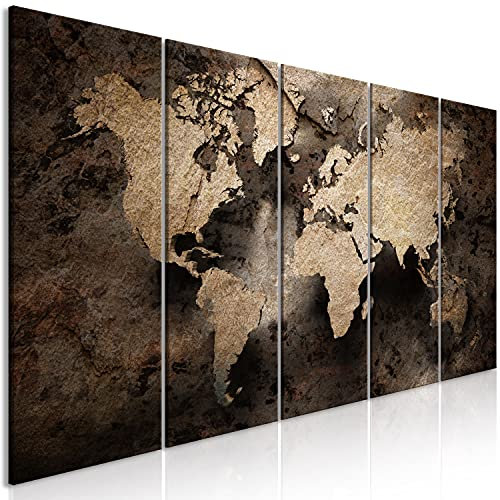 murando - Tableau Acoustique Monde 225x90 cm 5 Parties - Décoration Isolation Phonique Bureau Chambre Panneau Insonorisant Impression sur Toile - Vintage monde Marron k-A-0468-b-m
