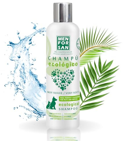 MENFORSAN Sehr sanftes Bio-Shampoo für Hunde und Welpen, mit 100 Prozent biologisch abbaubaren Inhaltsstoffen, parfümfrei, transparent, 1 l-Format