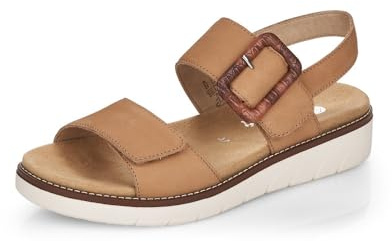 Remonte Damen Riemchensandalen D2067, Frauen Sandalen,lose Einlage,Sandaletten,Sommersandalen,bequem,flach,Sommerschuhe,Freizeitschuhe,beige (60),36 EU