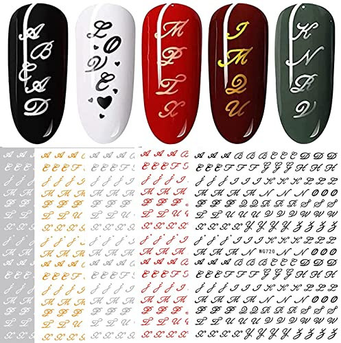 6 Blatt Nagelsticker Alte Alphabetzahlen Nagelaufkleber Selbstklebend Alte Briefe Nail Art Sticker Dekoration Nageldesign Zubehör