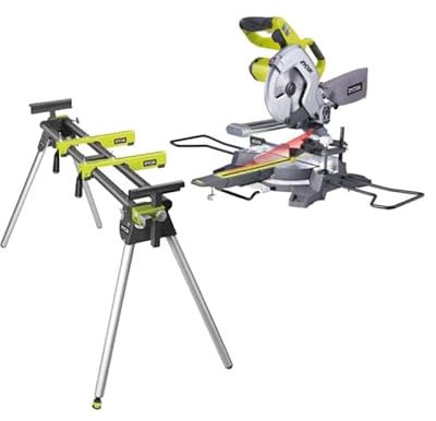 Pack RYOBI Scie à coupe d'onglets radiale électrique - 1500W - 216mm - EMS216L - Support universel RLS02