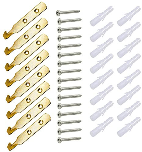 Picture Hooks, 8 Sets Heavy Duty Picture Hanging Kit J Hooks Heavy Duty Picture Hanging Kit Mirror Hooks Picture Frame Hangers Hooks with Nails for Walls Including Screws & Wall Plugs