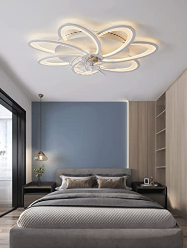 BININBOX Ventilateur Plafond avec Lumière LED Silencieux APP Télécommande (blanc, 79 * 13cm fleur)
