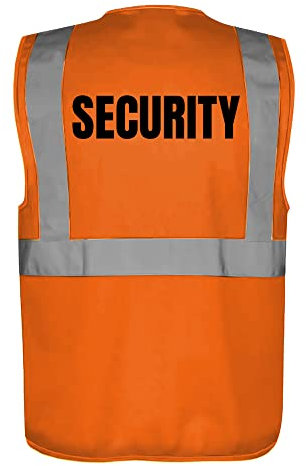 Fassbender-Druck WARNWESTEN - Sicherheitsweste ORANGE mit Taschen und Reißverschluss nach EN ISO 20471 zertifiziert - Warn Weste für SECURITY - Unisex mit hochwertigem Reflektorstreifen