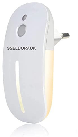 S SELDORAUK Nachtlicht Steckdose mit Dämmerungssensor, Helligkeit Dimmbare Plug-in LED licht,Bewegungssensor,ON/Auto Modi,3000K für Schlafzimmer Kinderzimmer Bad Küche Flur Treppe(WarmesWeiß 1 Stück)