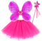 EQLEF Schmetterling kostüm, Hot Pink Tutu Flügel Wand Set Fee Flügel Kostüm Kinder Prinzessin Schmetterling Flügel Schmetterling Kleid
