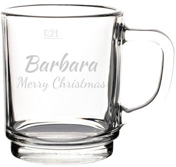 LUXENTU Glühweintassen mit personalisierter Gravur, Teegläser 250 ml, Geeichte Glasbecher bei 0,2 Liter, Individuelle Lasergravur, Großes Set für Gastronomie & Events, 60 Stück